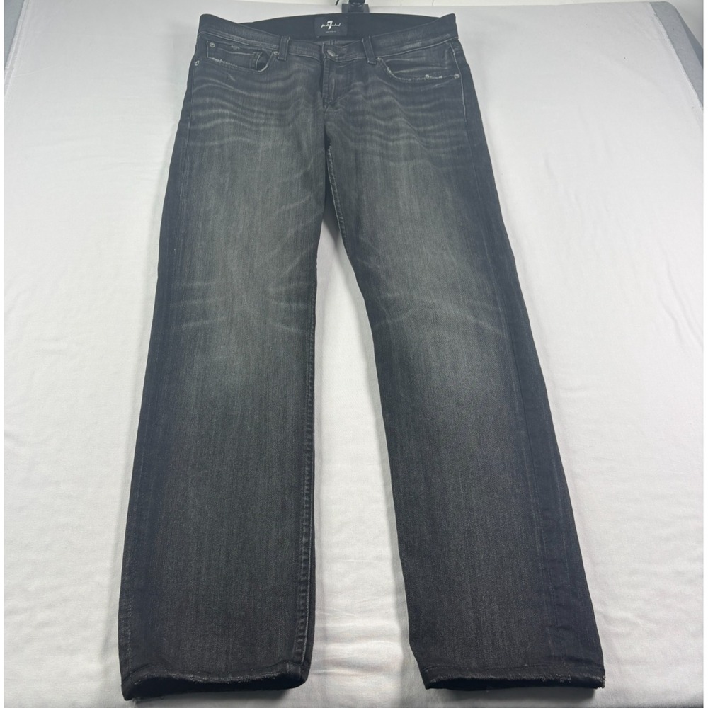 7 For All Mankind Jeans Mens 34x32 Black Slimmy Stretch Denim Japanese Fabric